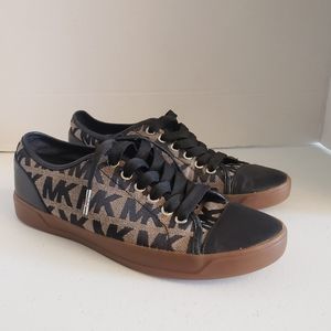 MICHAEL KORS Monogram Sneakers Black-Tan 8 M